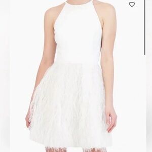 BCBGMaxAzria Ivory Feathered Dress